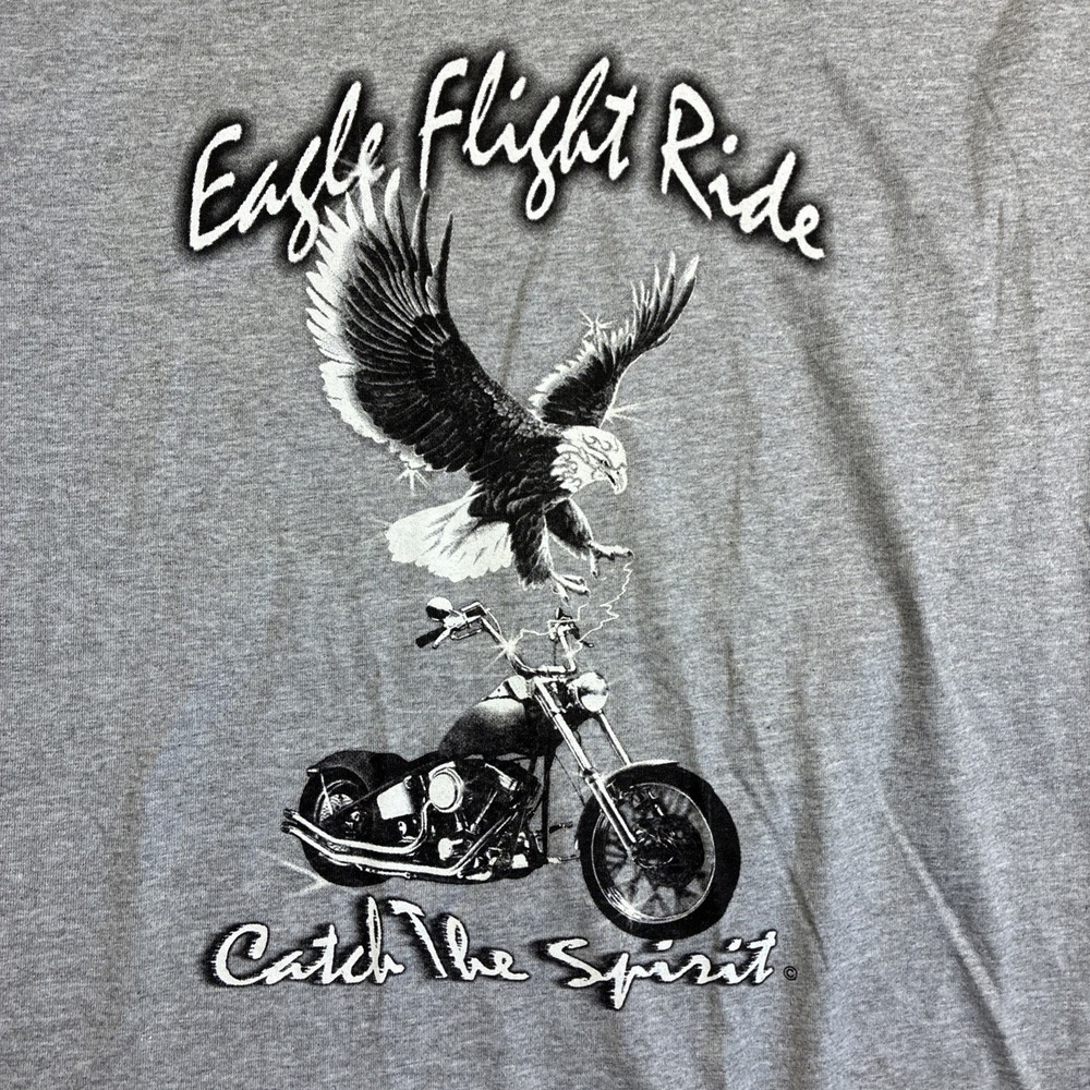 Gildan Ultra Cotton Men's Large Eagle Flight Rid  Motorcycle Graphic T-Shirt